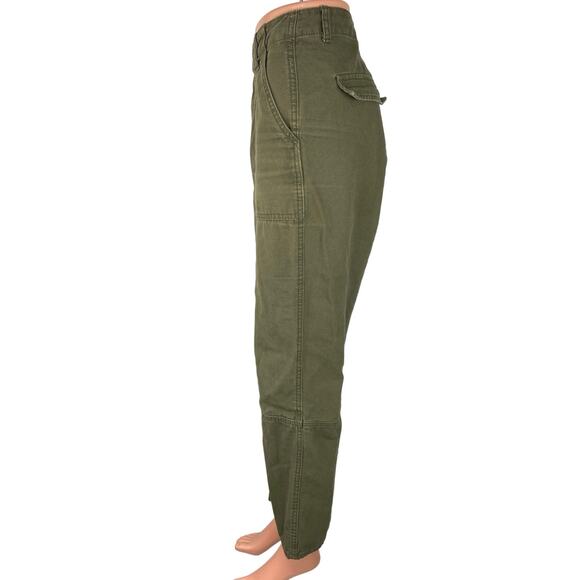 H&M Divided Olive Green High Rise Straight Ankle Cargo Utility Trouser Pants 10 - Picture 2 of 6
